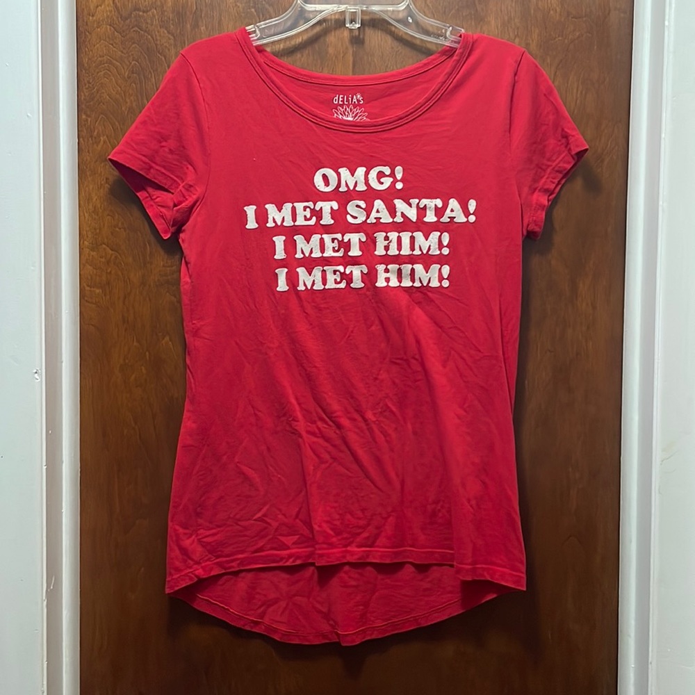 Red Christmas top, size: S, brand: Delia’s, color: red